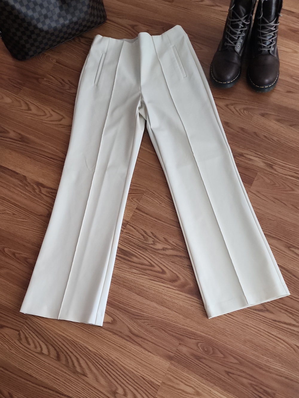 Rachel Zoe Ivory High-Waist Wide-Leg Tailored Trousers